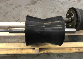 Heavily Worn Pipe Handling Rollers Coated and Machined to Final Profile in TDI-PTMEG PUR System